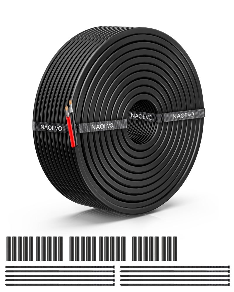 NAOEVO 10 Gauge Wire 2 Conductor Electrical Wire, 10 AWG Stranded PVC Cord, 12V Low Voltage/Tinned Copper/Flexible Cable for Automotive Wiring, Lamp Cord, Marine Cable (30FT) - Image 1