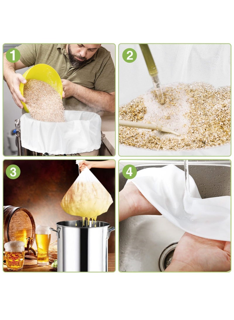Captaintech 4 Pack Brew Bags Reusable 250 Micrometer Straining Bag Brew Bag Brew in a Bag Fine Mesh Bag Strainer Bag White Wine Making Supplies Drawstring Cheese Cloth Bag for Beer Wine, 22 x 26, 16 x 18 Inch - Image 5
