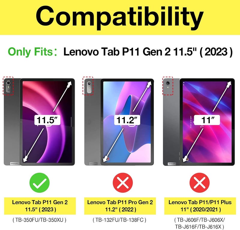 Procases 2 Pack Screen Protector For Lenovo Tab P11 2Nd Gen 2023 11.5 Inch (Tb-350Fu/Tb-350Xc),Tempered Glass Transparency 9H Screen Film Guard For Tab P11 Gen 2Nd 11.5" Tablet - Image 2