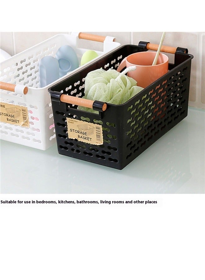 Hollow Storage Basket Black，Plastic Storage Basket, Black Basket Organizer Bin with Handles for Home Office Closet, 12*15*28cm  - Image 5