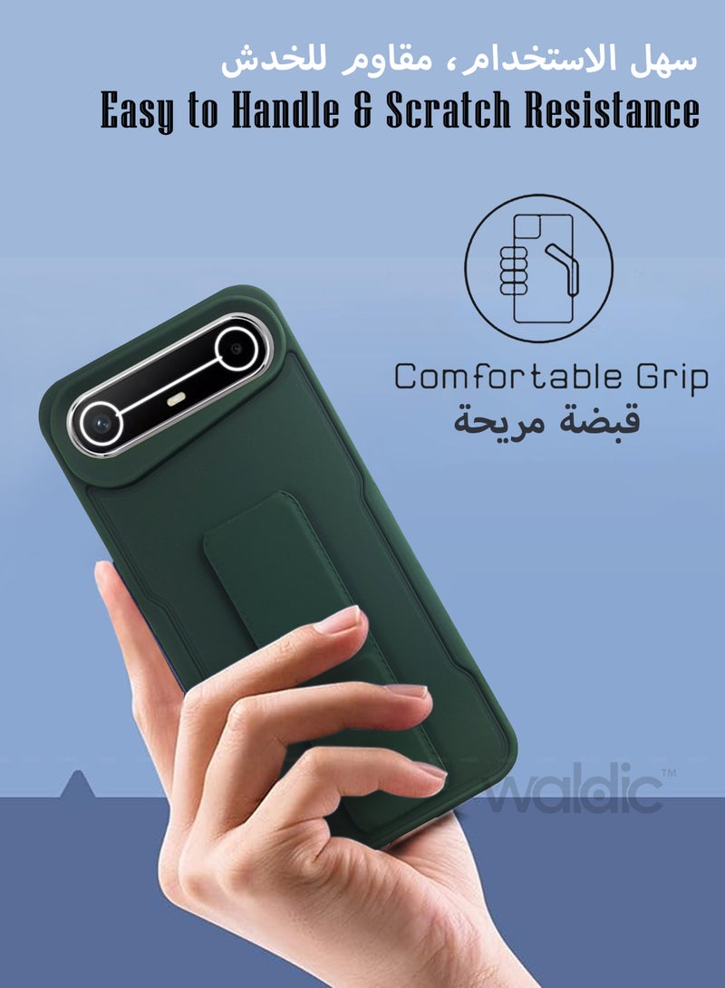 Waldic Tecno Pova Slim Premium Case | Premium Silicone Magnetic Hand Grip Holder Case Cover Designed for Tecno Pova Slim | Tecno Pova Slim Case Camera and Drop Protection Thin Protective Back Cover Case for Tecno Pova Slim - Green - Image 4
