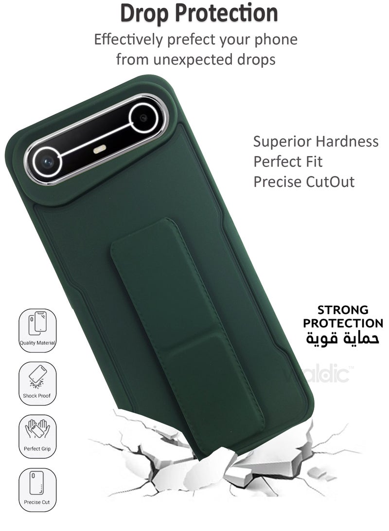 Waldic Tecno Pova Slim Premium Case | Premium Silicone Magnetic Hand Grip Holder Case Cover Designed for Tecno Pova Slim | Tecno Pova Slim Case Camera and Drop Protection Thin Protective Back Cover Case for Tecno Pova Slim - Green - Image 3