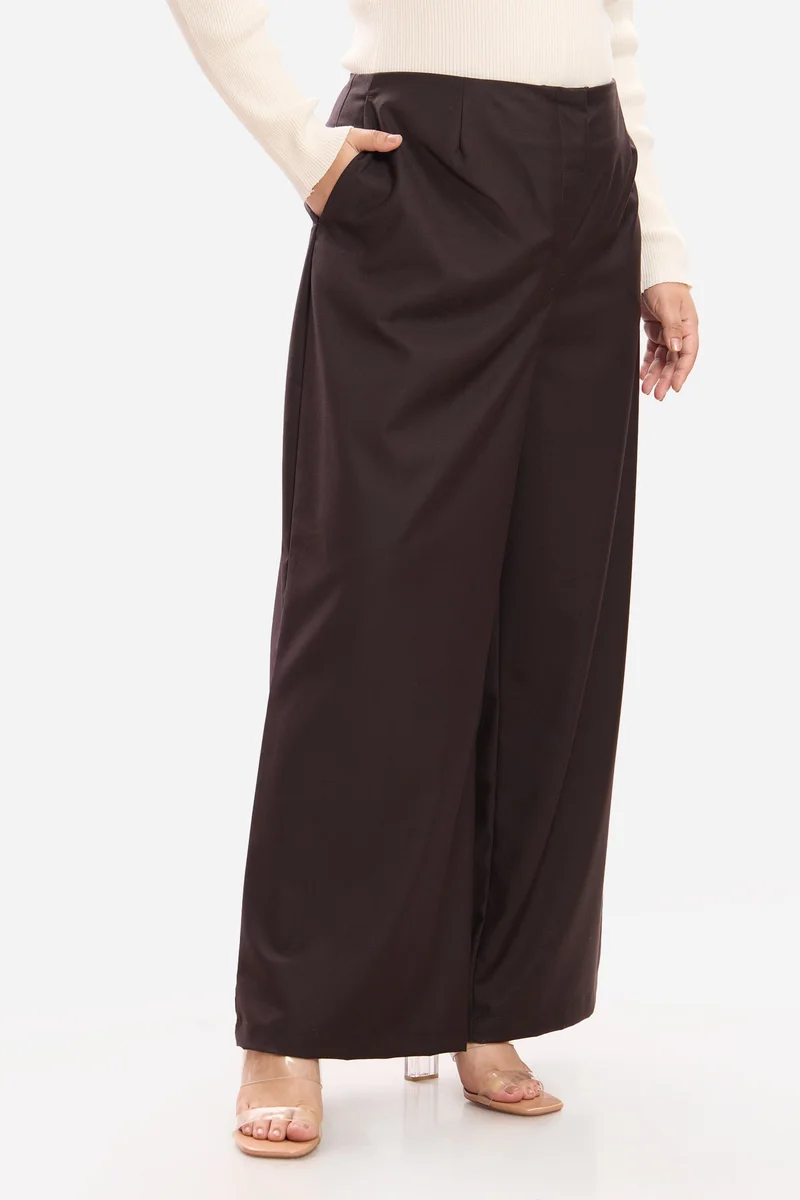 Virgio  Solid Cotton Flared Plus Size Trousers for Women for Women | Best Price UAE