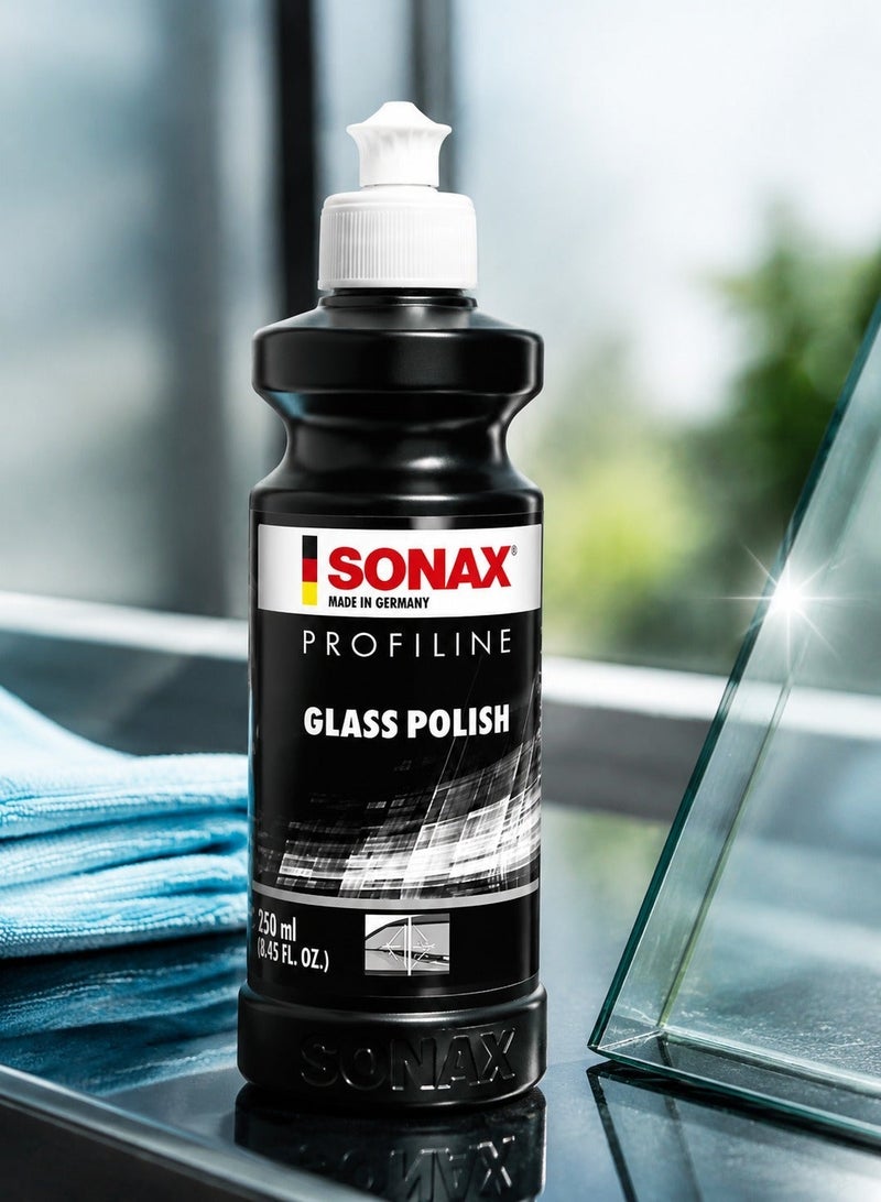 SONAX PROFILINE Glass Polish 250ml Bottle, Automotive Glass Cleaner, Car Windshield Cleaning Liquid, Professional Grade Glass Polishing Compound, Stain Remover, Water Spot Cleaner, Car Detailing Solution, High Clarity Glass Restoration Fluid, Scratch Light Removal Polish, Germany Made Auto Care Product . - Image 1