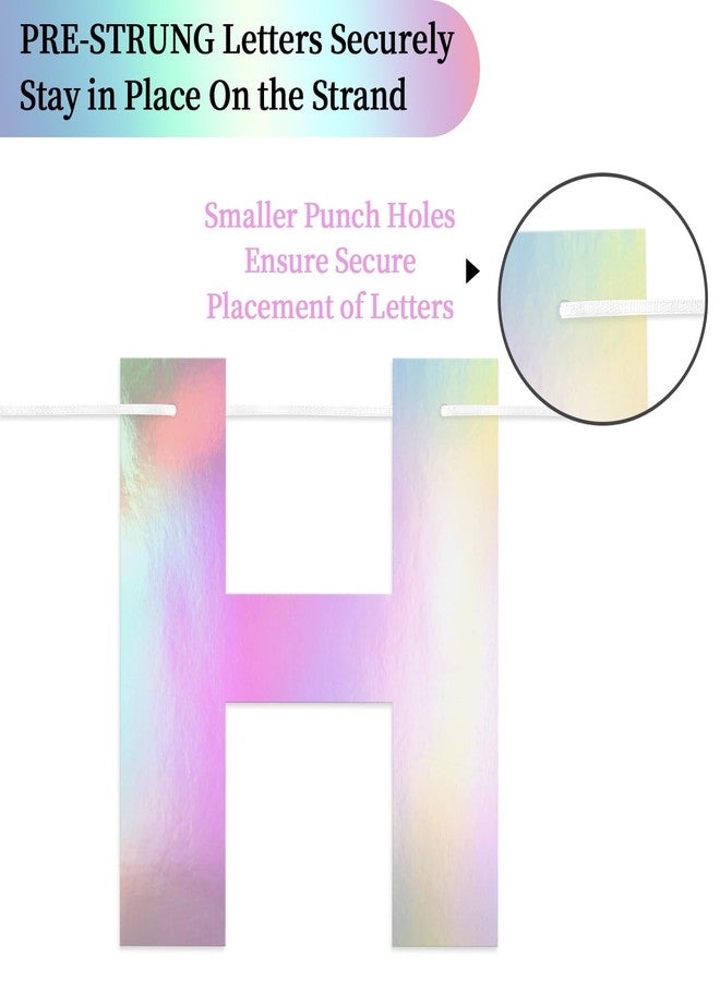 LITAUS Happy Birthday Banner 9ft Iridescent - Pre-Strung No DIY Backdrop Sign for Parties, Adults, Kids, Boys & Girls - Reusable Birthday Decorations & Party Supplies - Image 4
