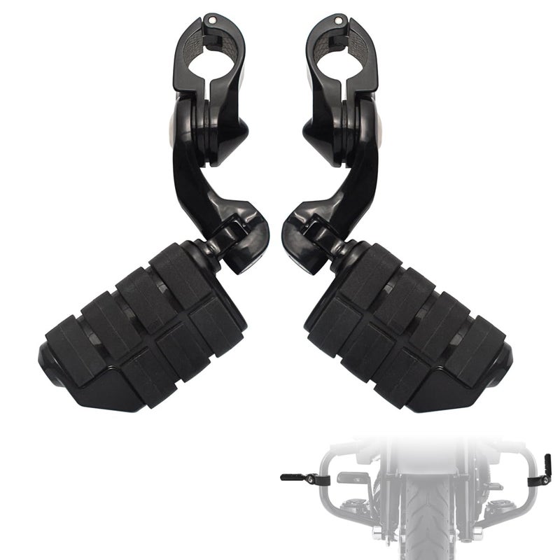 FOVPLUE 125 Highway FootpegsShort Angled Adjustable Highway Pegs wMounts for Harley Touring Street Glide Electra Glide Road King Softail CVO Dyna Trike VRSC Sportster w114 Engine GuardBlack2