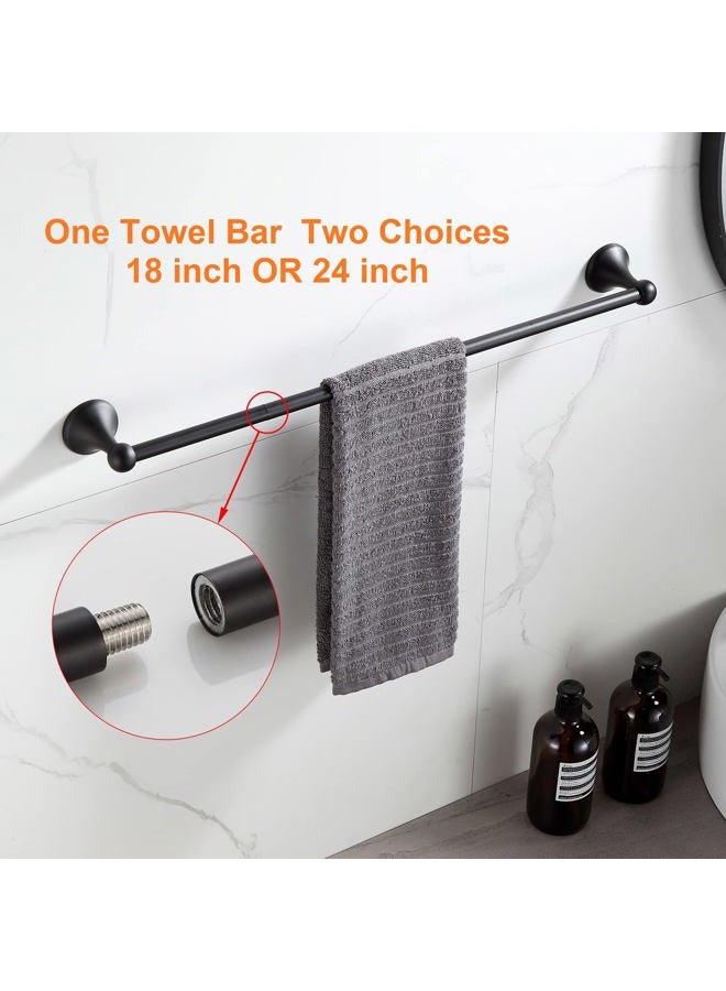 BGL Bathroom Hardware Set Matte Black Adjustable Expandable Bath Towel Bars Bathroom Accessory Set Towel Racks 8-Pieces Wall Mount - Image 3