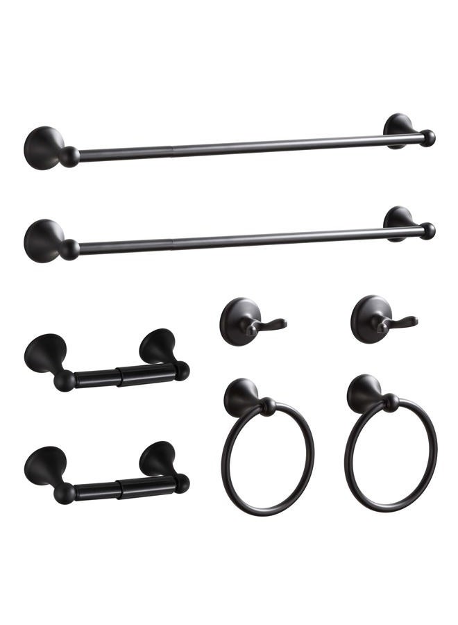 BGL Bathroom Hardware Set Matte Black Adjustable Expandable Bath Towel Bars Bathroom Accessory Set Towel Racks 8-Pieces Wall Mount - Image 1