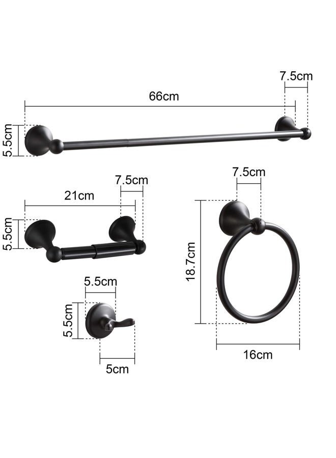 BGL Bathroom Hardware Set Matte Black Adjustable Expandable Bath Towel Bars Bathroom Accessory Set Towel Racks 8-Pieces Wall Mount - Image 5