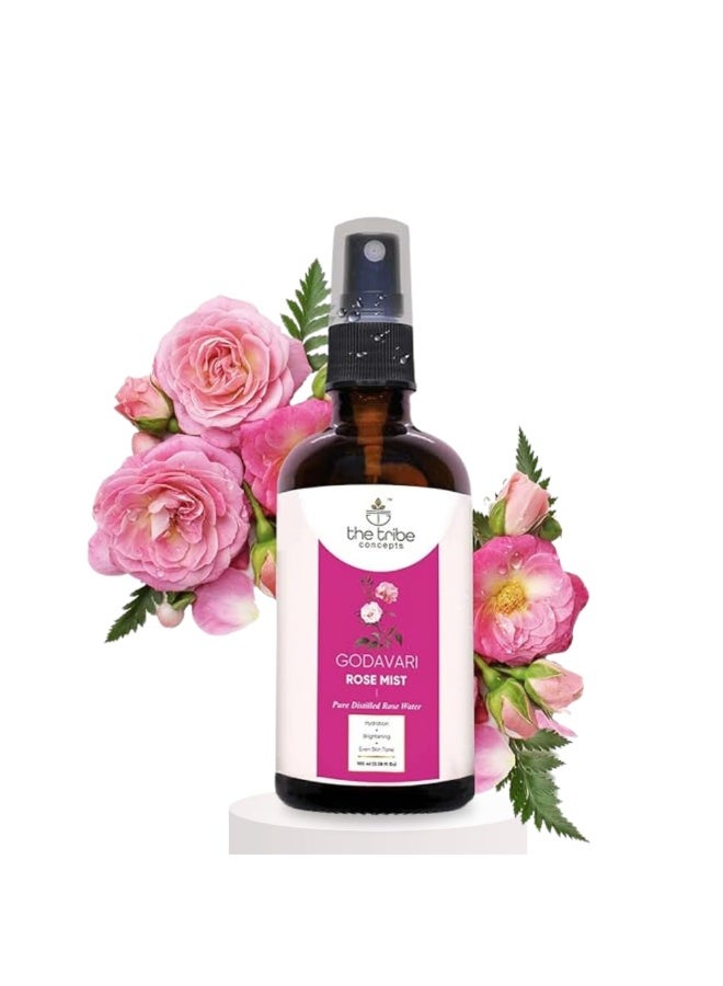 The Tribe Concepts Godavari Rose Mist Face Toner, Pure Distilled Rose Water For Hydration, Brightening & Even Skin Tone - 100 ml (Pack of 1) - Image 1