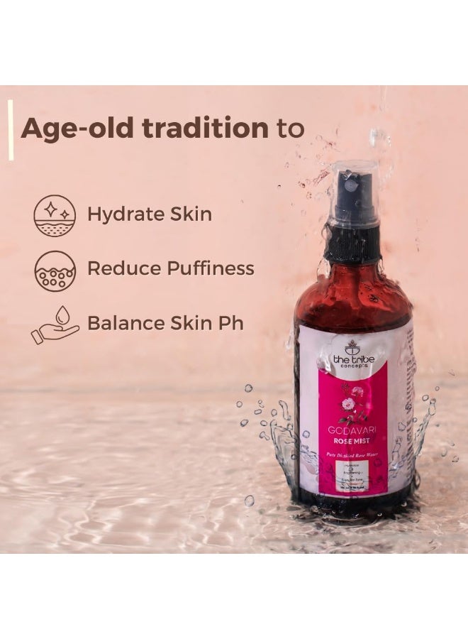 The Tribe Concepts Godavari Rose Mist Face Toner, Pure Distilled Rose Water For Hydration, Brightening & Even Skin Tone - 100 ml (Pack of 1) - Image 4