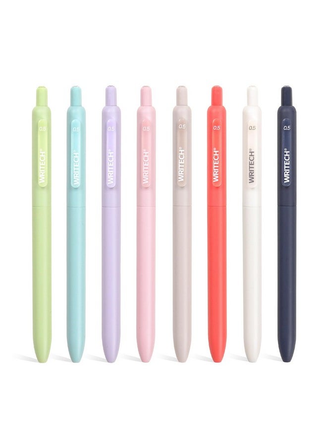 WRITECH Gel Pens Fine Point: Retractable 0.5Mm Multicolor Ink 8Ct Silent Click No Smear Smudge Extra Smooth Writing Bullet Tip Colored Pen Non Bleed For Journaling Note Taking Drawing  - Image 1