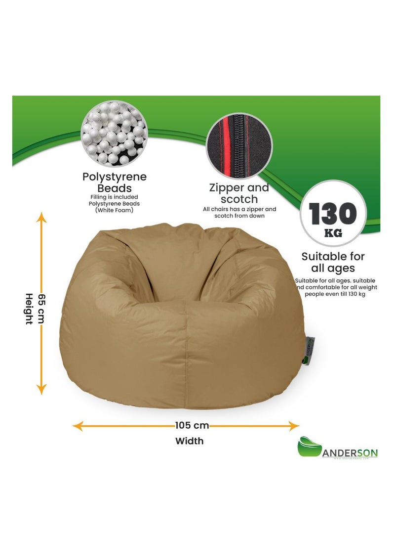 ANDERSON Anderson Large Waterproof Comfortable Bean Bag Relaxing Chair Beige Colour  - Image 2