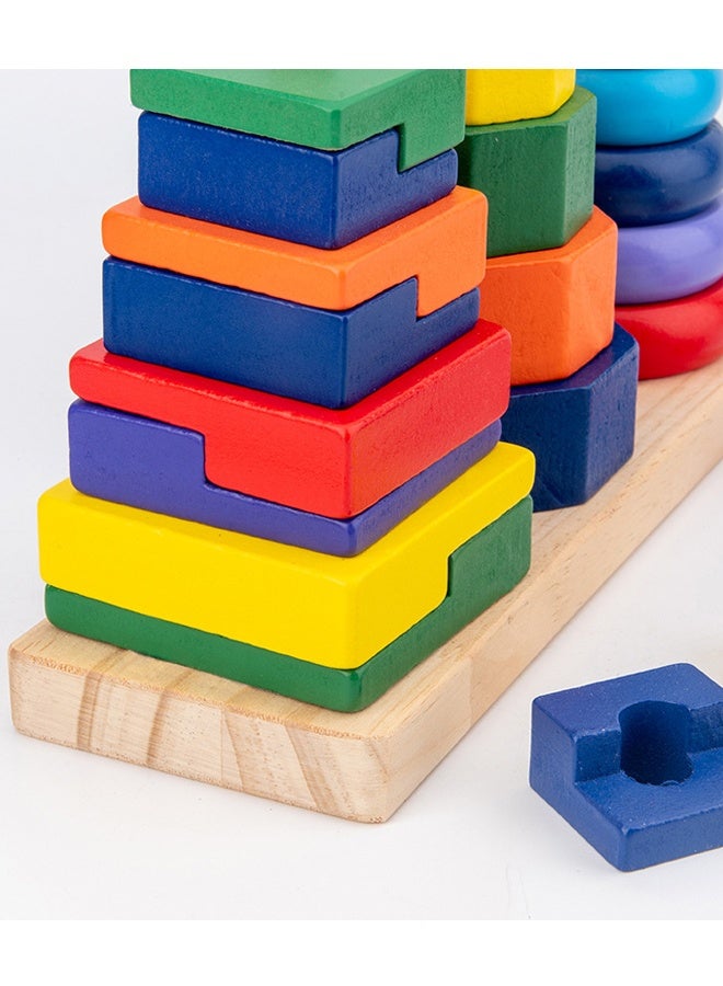 Early Educational Wooden Stacking Ring Toy Colorful Rings for Fine Motor Skills, Color Cognition & STEM Learning for Home, Daycare & Gifts  - Image 4