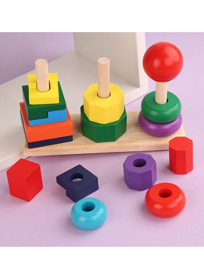 Early Educational Wooden Stacking Ring Toy Colorful Rings for Fine Motor Skills, Color Cognition & STEM Learning for Home, Daycare & Gifts  - Image 5