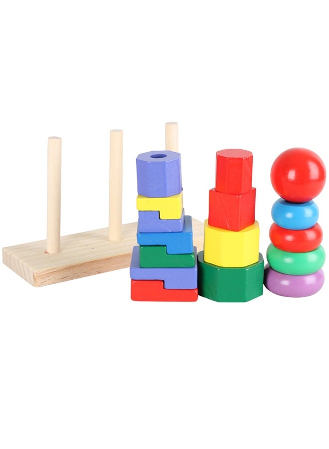 Early Educational Wooden Stacking Ring Toy Colorful Rings for Fine Motor Skills, Color Cognition & STEM Learning for Home, Daycare & Gifts  - Image 2