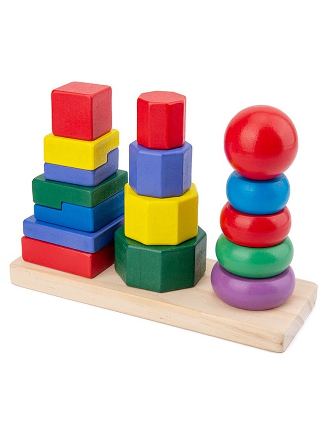 Early Educational Wooden Stacking Ring Toy Colorful Rings for Fine Motor Skills, Color Cognition & STEM Learning for Home, Daycare & Gifts  - Image 1