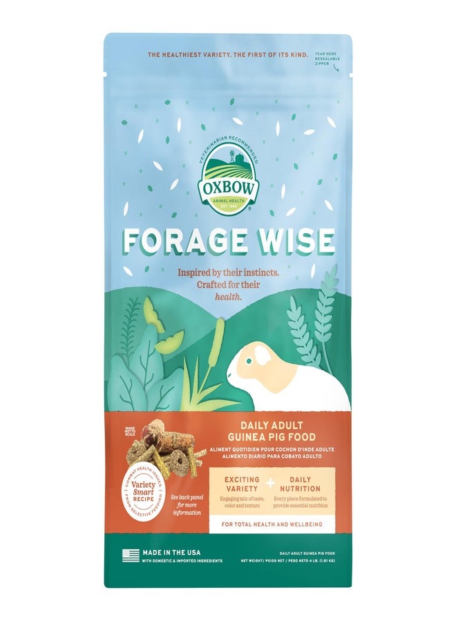 Oxbow Forage Wise Adult Guinea Pig Food, All Natural Adult Guinea Pig Pellets, Formulated with Timothy Hay & Vitamin C, No Artificial Colors & Preservatives, Made in The USA, Vet Recommended, 4 lbs - Image 1