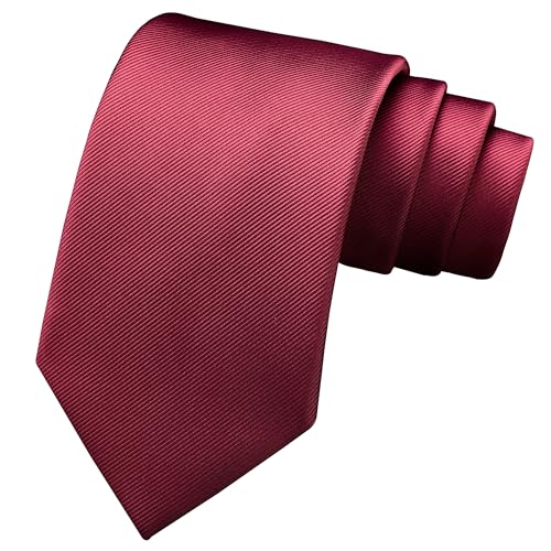Branduce Solid Burgundy Wedding Tie for Men 8cm Business Tuxedo Silk Woven Wine Red Tie Plain Necktie (TA02-06) - Image 1