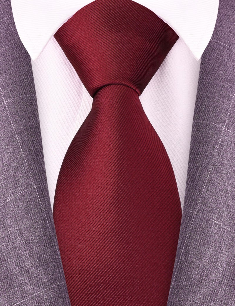 Branduce Solid Burgundy Wedding Tie for Men 8cm Business Tuxedo Silk Woven Wine Red Tie Plain Necktie (TA02-06) - Image 2