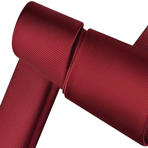 Branduce Solid Burgundy Wedding Tie for Men 8cm Business Tuxedo Silk Woven Wine Red Tie Plain Necktie (TA02-06) - Image 5