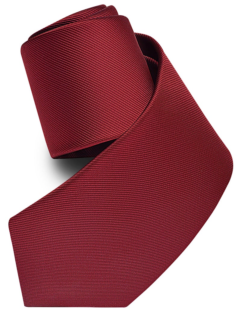 Branduce Solid Burgundy Wedding Tie for Men 8cm Business Tuxedo Silk Woven Wine Red Tie Plain Necktie (TA02-06) - Image 4