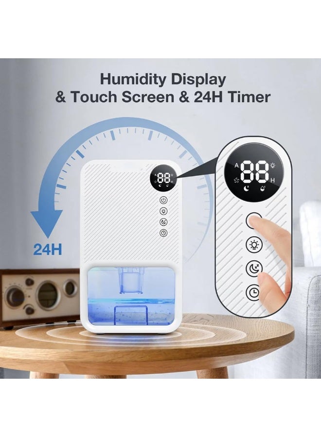 شو وو مزيل الرطوبة للمنزل، خزان مياه 1100 مل، مزيل رطوبة كهربائي صغير محمول مع مؤقت 24 ساعة لغرفة النوم وخزانة الملابس والحمام وخزانة السيارة الترفيهية - مع هدوء فائق وإيقاف تلقائي 7 ألوان LED - Image 5