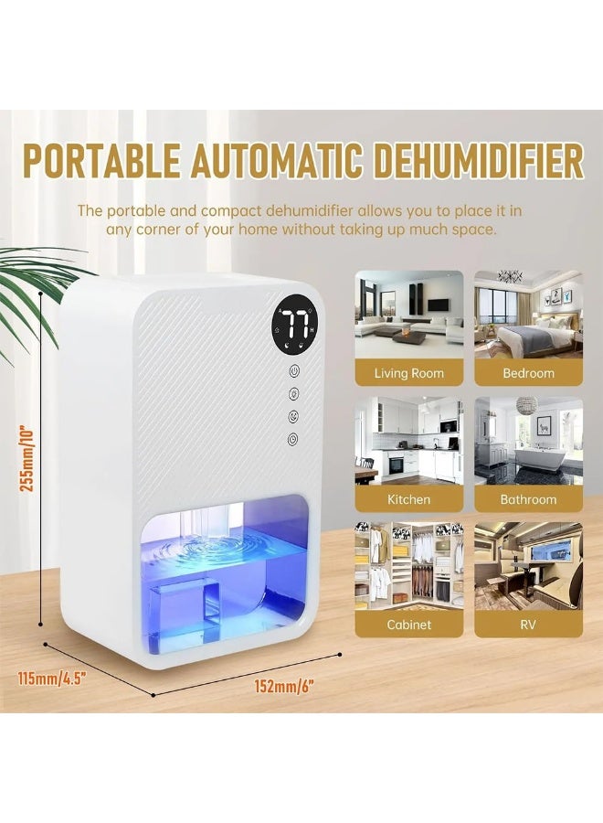 شو وو مزيل الرطوبة للمنزل، خزان مياه 1100 مل، مزيل رطوبة كهربائي صغير محمول مع مؤقت 24 ساعة لغرفة النوم وخزانة الملابس والحمام وخزانة السيارة الترفيهية - مع هدوء فائق وإيقاف تلقائي 7 ألوان LED - Image 4