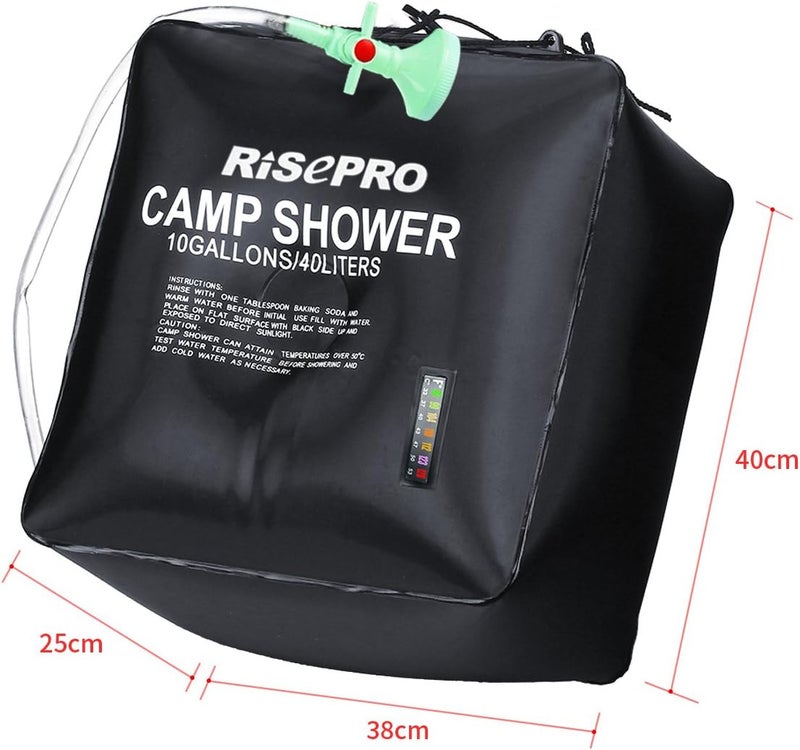 RISEPRO 10 gallons/40L Solar Shower Bag Solar Heating Camping Shower Bag with Temperature Hot Water Outdoor Hiking Climbing XH07 - Image 5