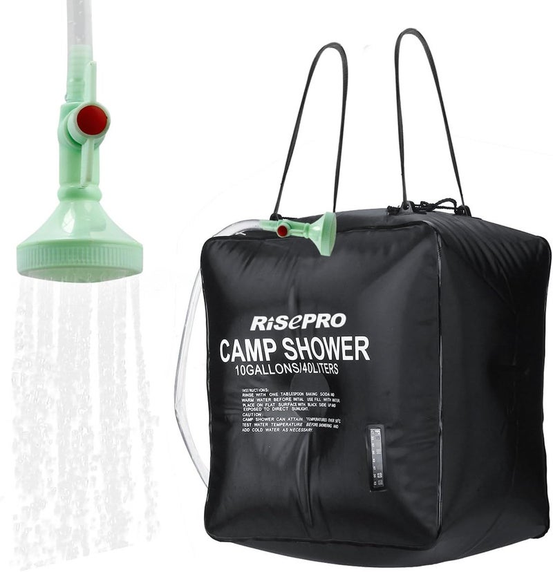 RISEPRO 10 gallons/40L Solar Shower Bag Solar Heating Camping Shower Bag with Temperature Hot Water Outdoor Hiking Climbing XH07 - Image 1