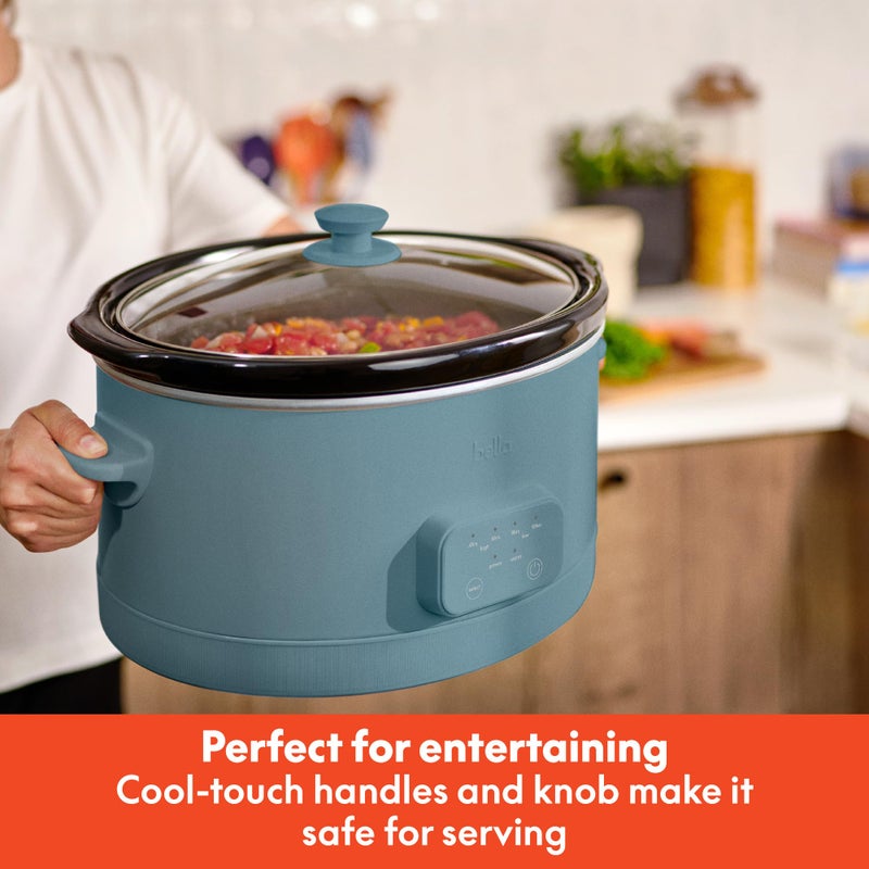 bella 6.0 Qt Programmable Slow Cooker, Ceramic Nonstick Coating, Adjustable Temperature & Cooking Times, Dishwasher Safe Stoneware Pot & Tempered Glass Lid, Tangle Free Cord Wrap, Surf - Image 5