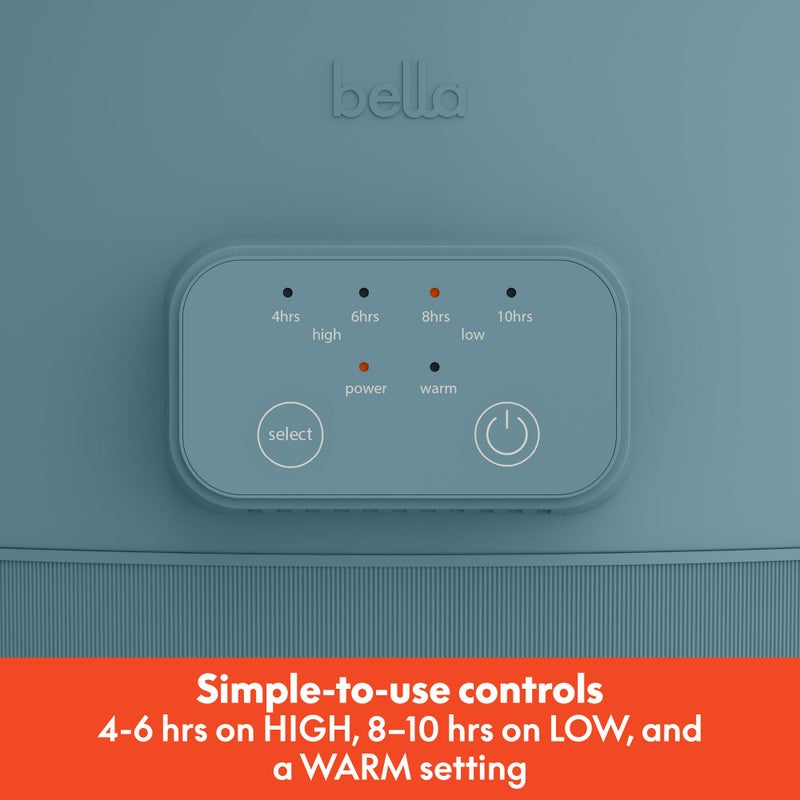 bella 6.0 Qt Programmable Slow Cooker, Ceramic Nonstick Coating, Adjustable Temperature & Cooking Times, Dishwasher Safe Stoneware Pot & Tempered Glass Lid, Tangle Free Cord Wrap, Surf - Image 2