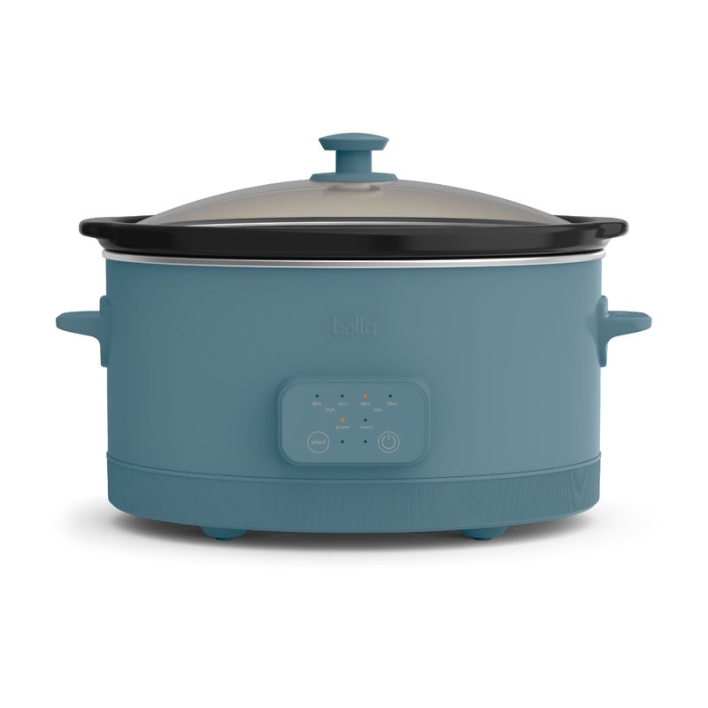bella 6.0 Qt Programmable Slow Cooker, Ceramic Nonstick Coating, Adjustable Temperature & Cooking Times, Dishwasher Safe Stoneware Pot & Tempered Glass Lid, Tangle Free Cord Wrap, Surf - Image 1