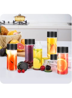 SKYLINK 6Pack 8oz Glass Juice Bottles with Black Lids – 250ml Reusable Drink Bottles for Water, Smoothies, Beverages – Includes Cleaning Brush & Labels  - Image 3