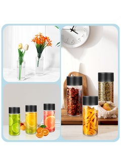 SKYLINK 6Pack 8oz Glass Juice Bottles with Black Lids – 250ml Reusable Drink Bottles for Water, Smoothies, Beverages – Includes Cleaning Brush & Labels  - Image 4
