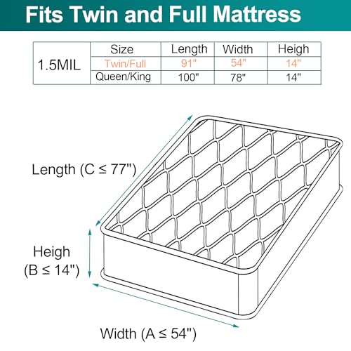 Allwin Mattress Bag for Moving Storage - Plastic Mattress Protector Cover, Twin and Full Size (1Pack, Twin/Full) - Image 2