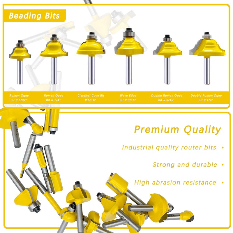 LU&MN Carbide Tipped Router Bit Set ( 35 PCS) with 1/4" Shank Wood Milling Saw Cutter, Multi-Purpose (Woodworking Tools for Home Improvement and DIY) - Image 5