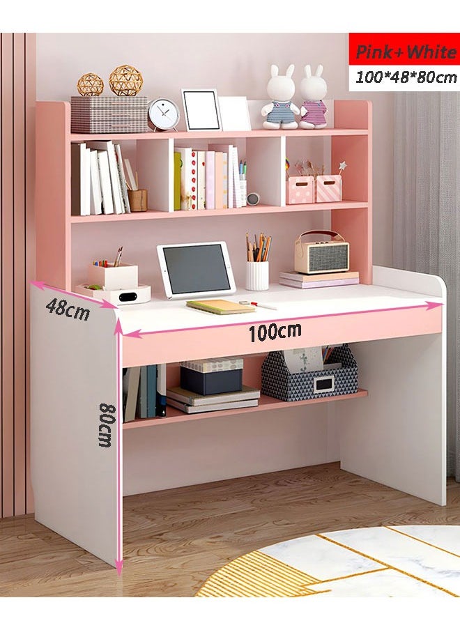 GoldenLike - Computer Desk Study Table with Bookshelf Home Office Desk Workstations Student Reading Writing Desk Corner Desk Computer Table with Storage Shelves(5110-XXA100) - Image 1