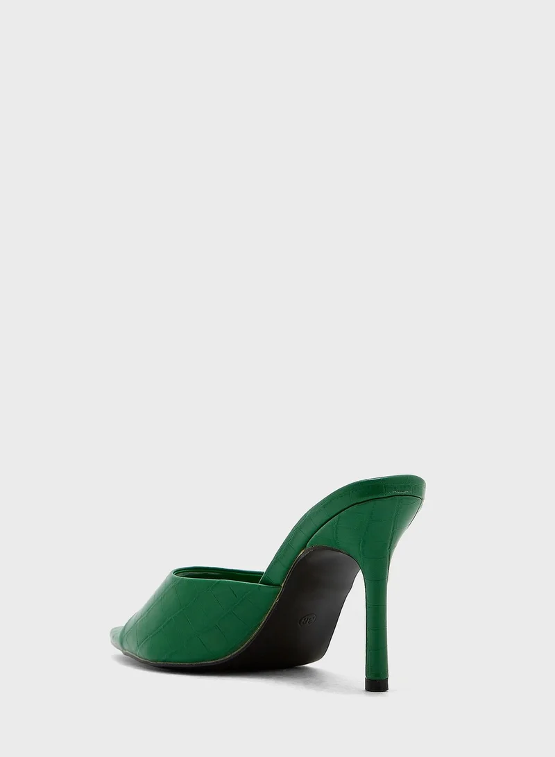 ELLA Rounded Point Croc Effect Mule Sandal
