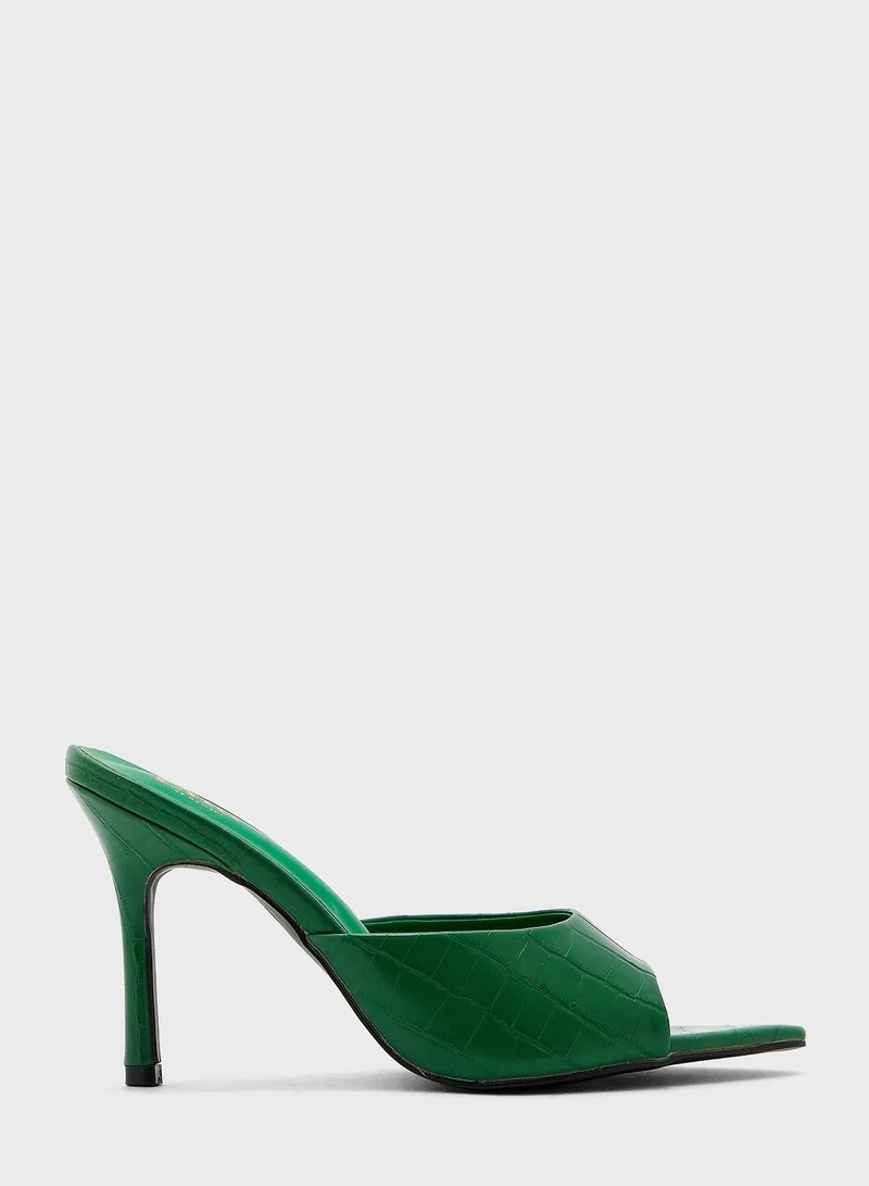 ELLA Rounded Point Croc Effect Mule Sandal