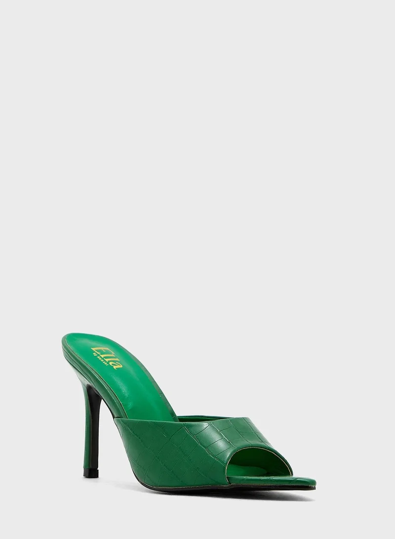 ELLA Rounded Point Croc Effect Mule Sandal