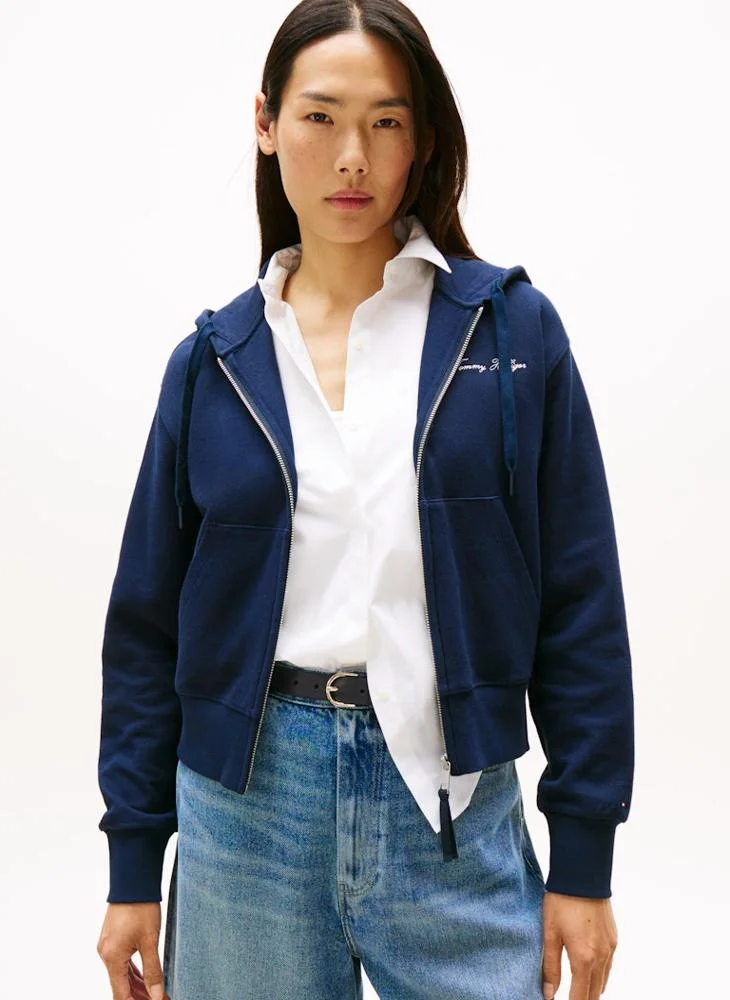 تومي هيلفيغر SCRIPT REG PIQUE ZIP-UP HOODIE
