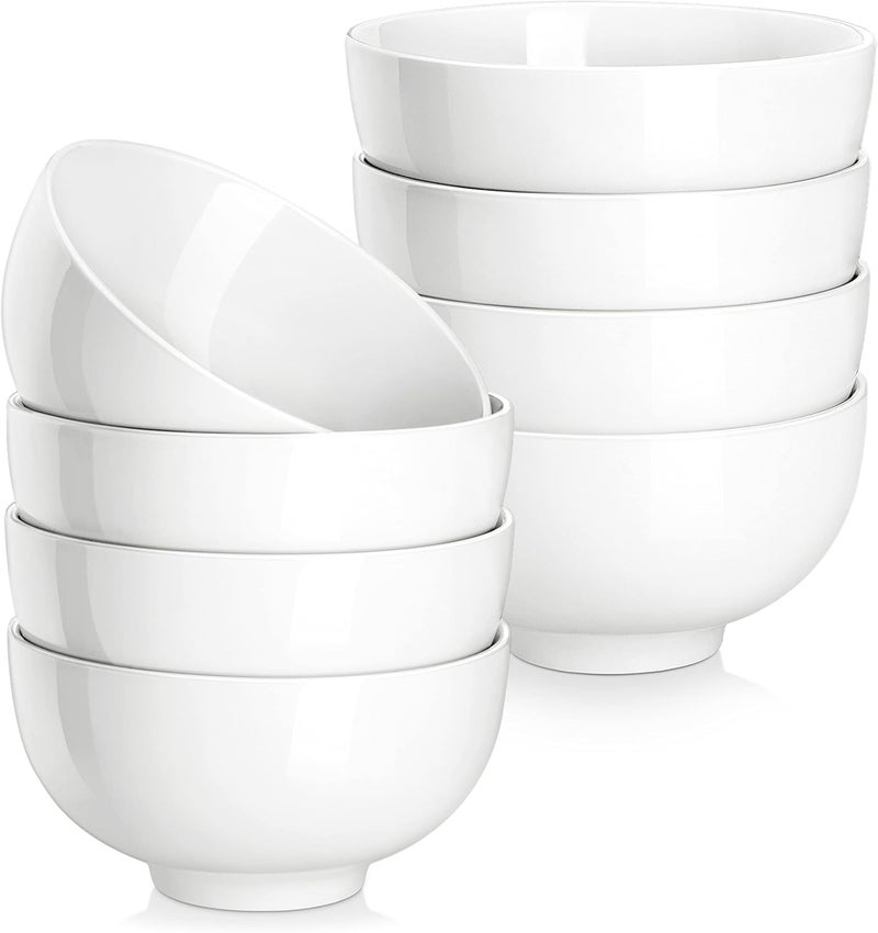 MALACASA Regular Series Set of 8 Ceramic Bowls Cereal Bowls Soup Rice Tapas Sauce Aperitif Porcelain 11.8 x 11.8 x 6 cm - Image 1