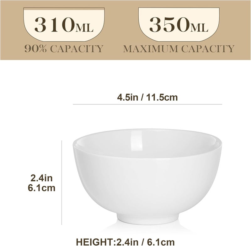MALACASA Regular Series Set of 8 Ceramic Bowls Cereal Bowls Soup Rice Tapas Sauce Aperitif Porcelain 11.8 x 11.8 x 6 cm - Image 2