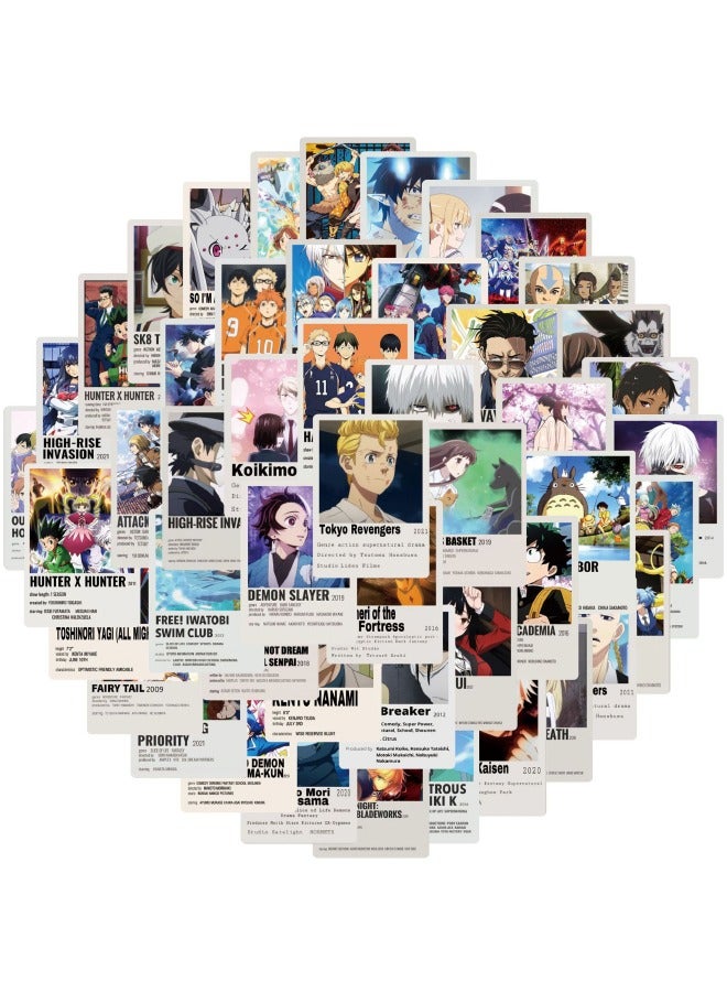 50-Piece Anime Collection Waterproof Sticker Set, Literary Poster Type Sticker, HD Fine Color Printing, for Laptop,Skateboard, Water Bottles,Computer,Phone,Guitar, Stickers for Kids Teens Adult  - Image 1