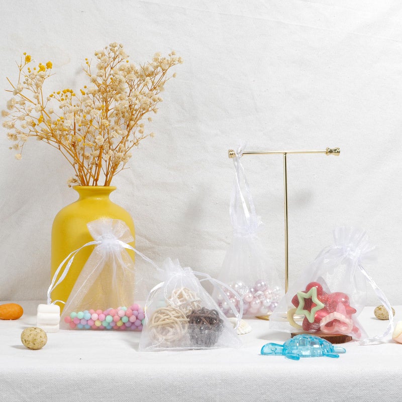 BOEIAC Organza Bags, White Organza Bags, 50Pcs, Sheer Organzas Bag 3 x 4 inch, Jewelry Gift Bags, Party Favor Bags with Drawstring, Mesh Gift Pouches Mini Candy Pouch for Wedding Christmas Party - Image 5