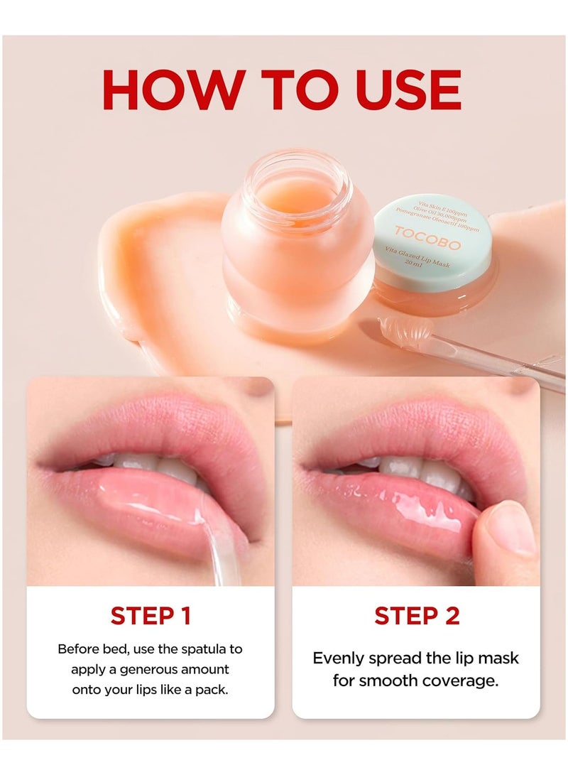 توكوبو فيتا قناع الشفاه المزجج – كوريا نباتية الشفاه فرك & علاج تقشير بين عشية وضحاها للشفتين الجافة، متشققة – ترطيب، سقوط، تسليط – نسيج بلسم مزجج، غير لاصق، 0.68oz - Image 5