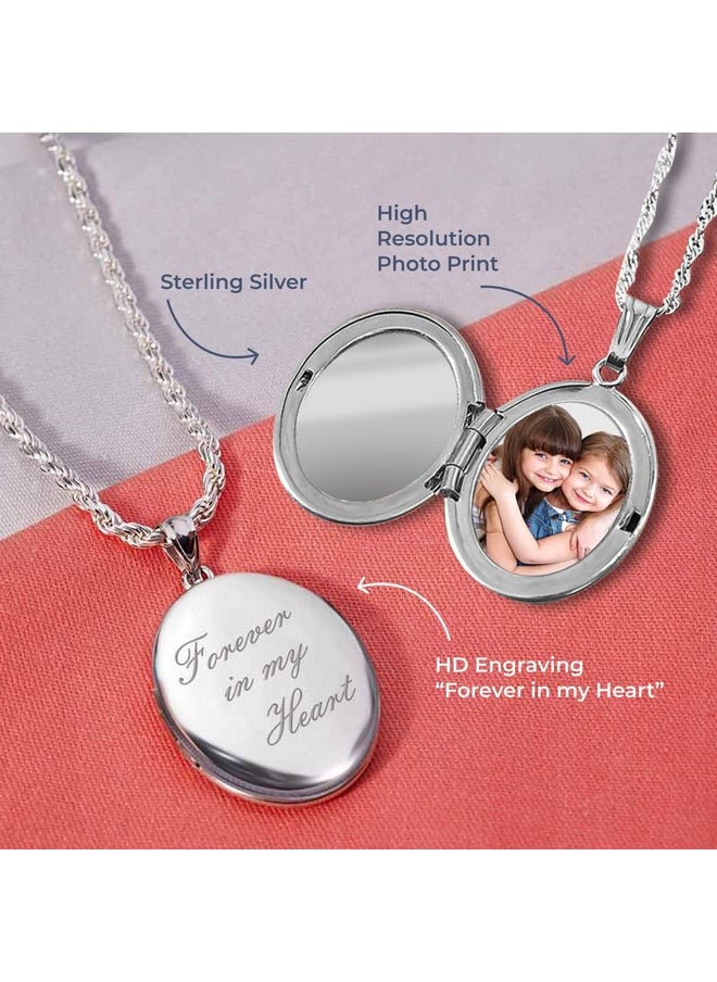 PicturesOnGold.com Sterling Silver Oval Forever In My Heart Locket With 18 Inch Chain  - Image 3