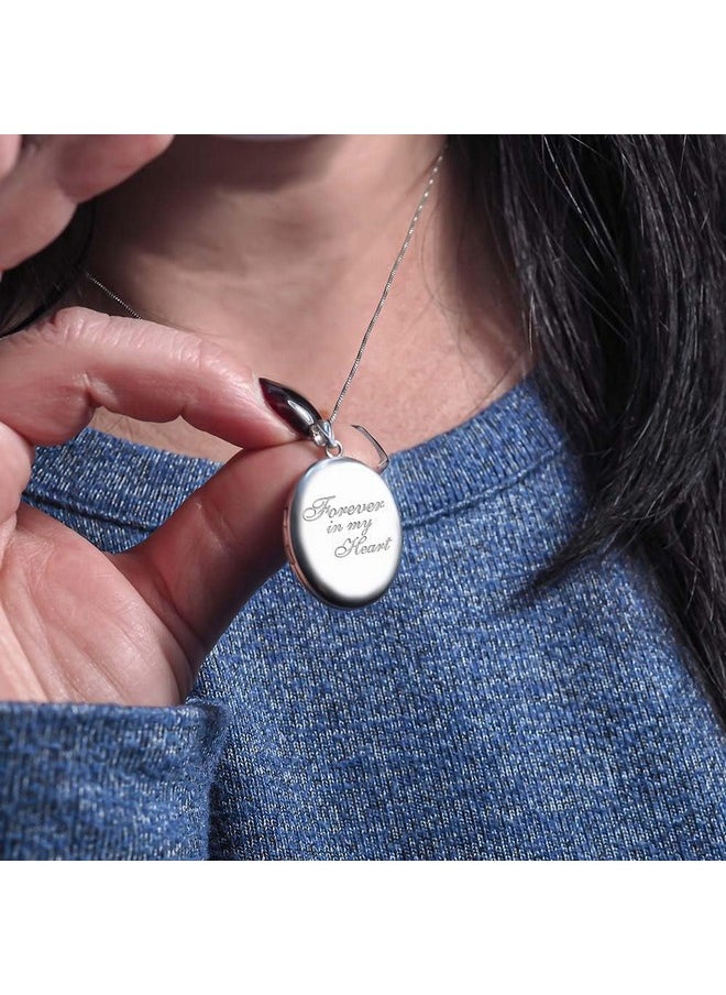 PicturesOnGold.com Sterling Silver Oval Forever In My Heart Locket With 18 Inch Chain  - Image 2