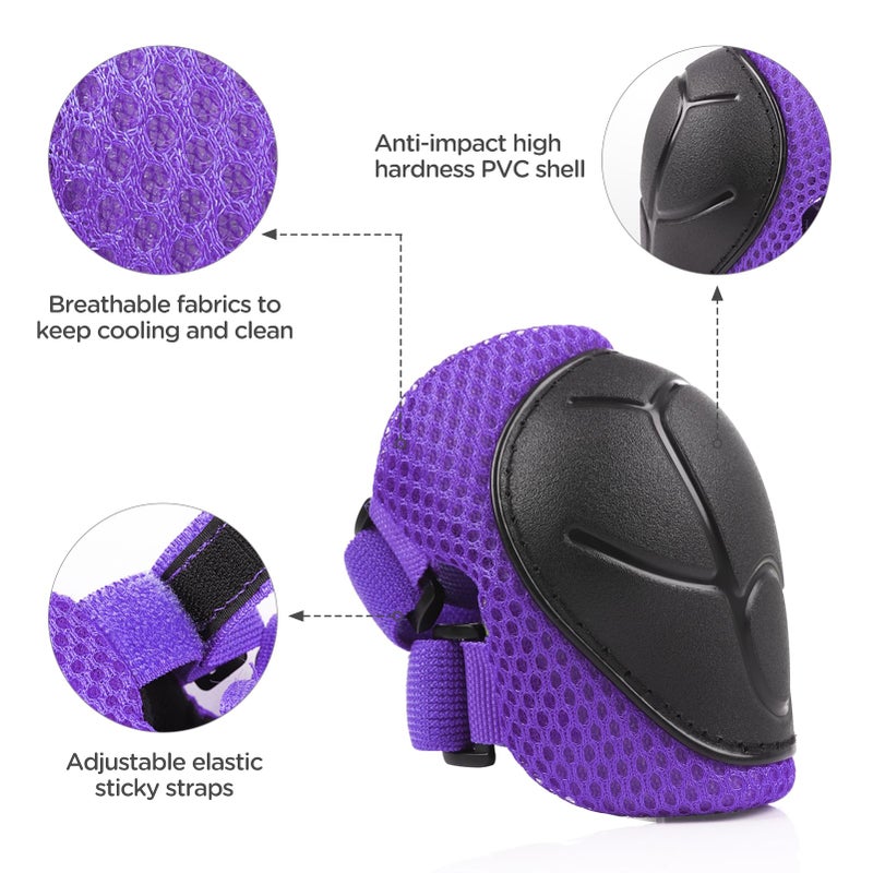 DaCool Kids Bike Helmet Skateboard Knee Pads - Toddler Helmet Adjustable for 3~10yrs Girls Boys Child Kids Protective Gear Set for Sport Cycling Bike Roller Skating Scooter,Purple - Image 5